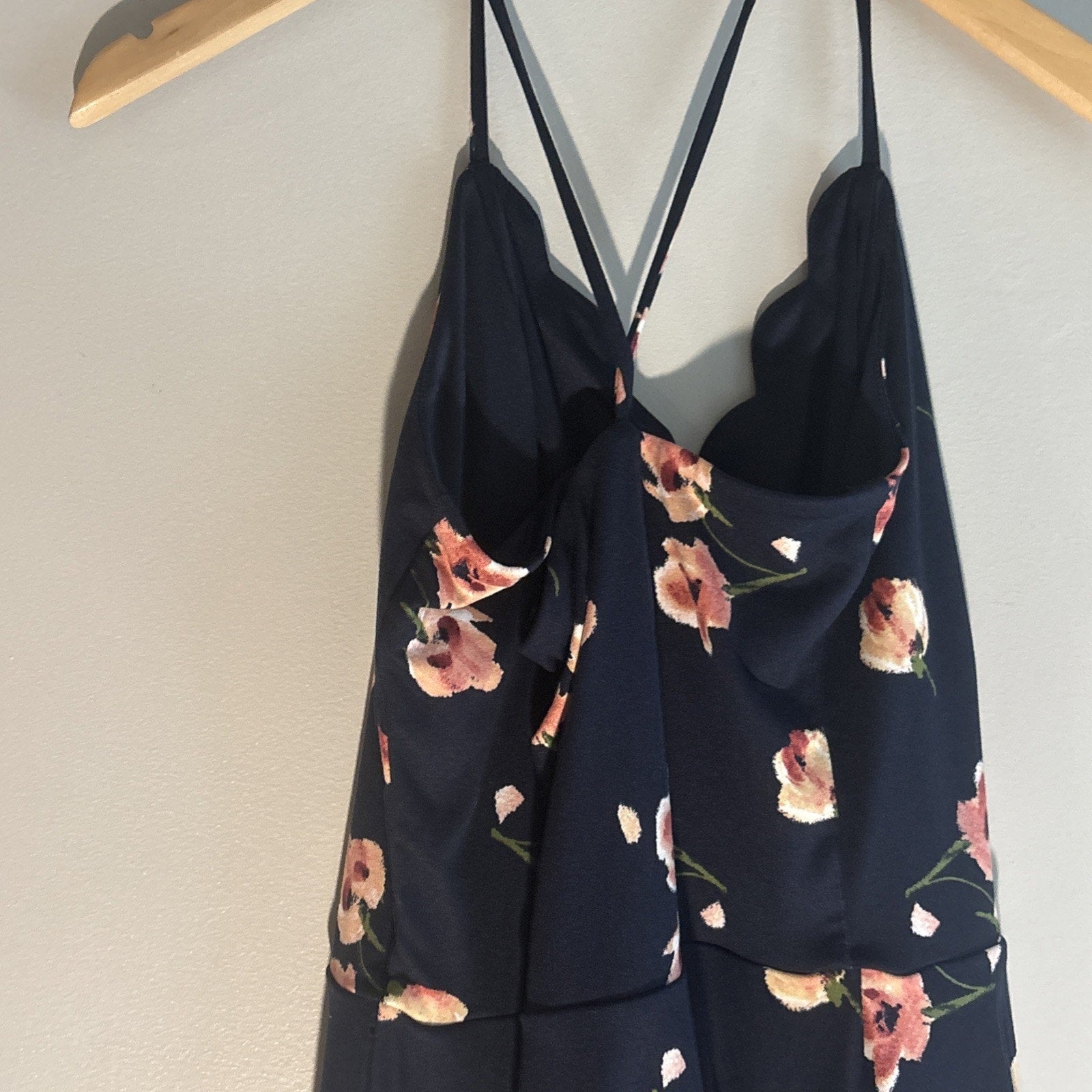 NWT The General Good Women’s Floral, Navy Sundress Scalloped Size Large