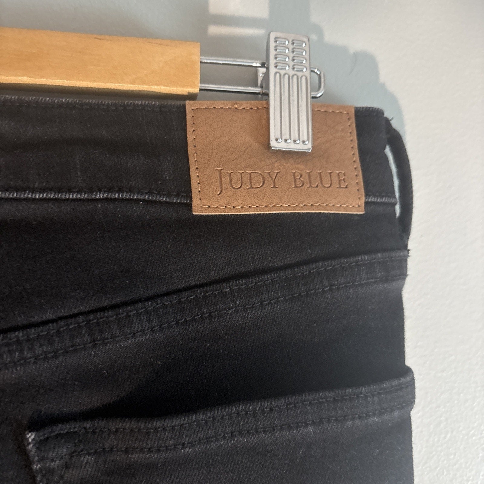 Judy Blue Jeans Women 31 Black Wide Leg Crop High Waist Stretch Boho Raw Hem