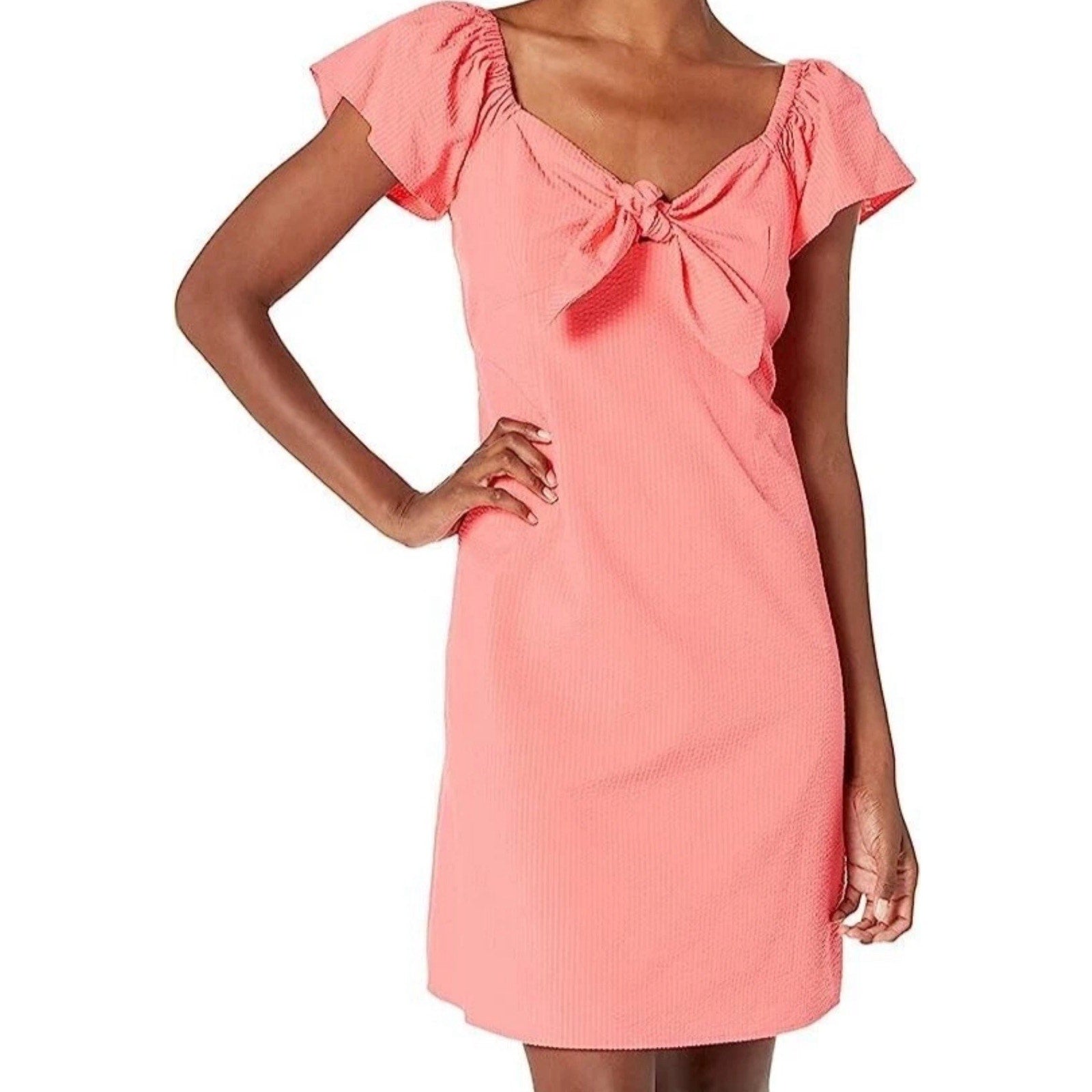 NINE WEST Women's Minka dress size 10 color coral salmon