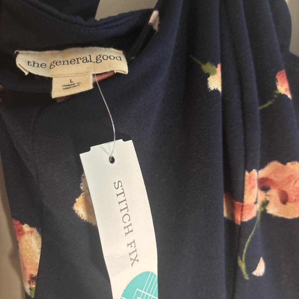 NWT The General Good Women’s Floral, Navy Sundress Scalloped Size Large