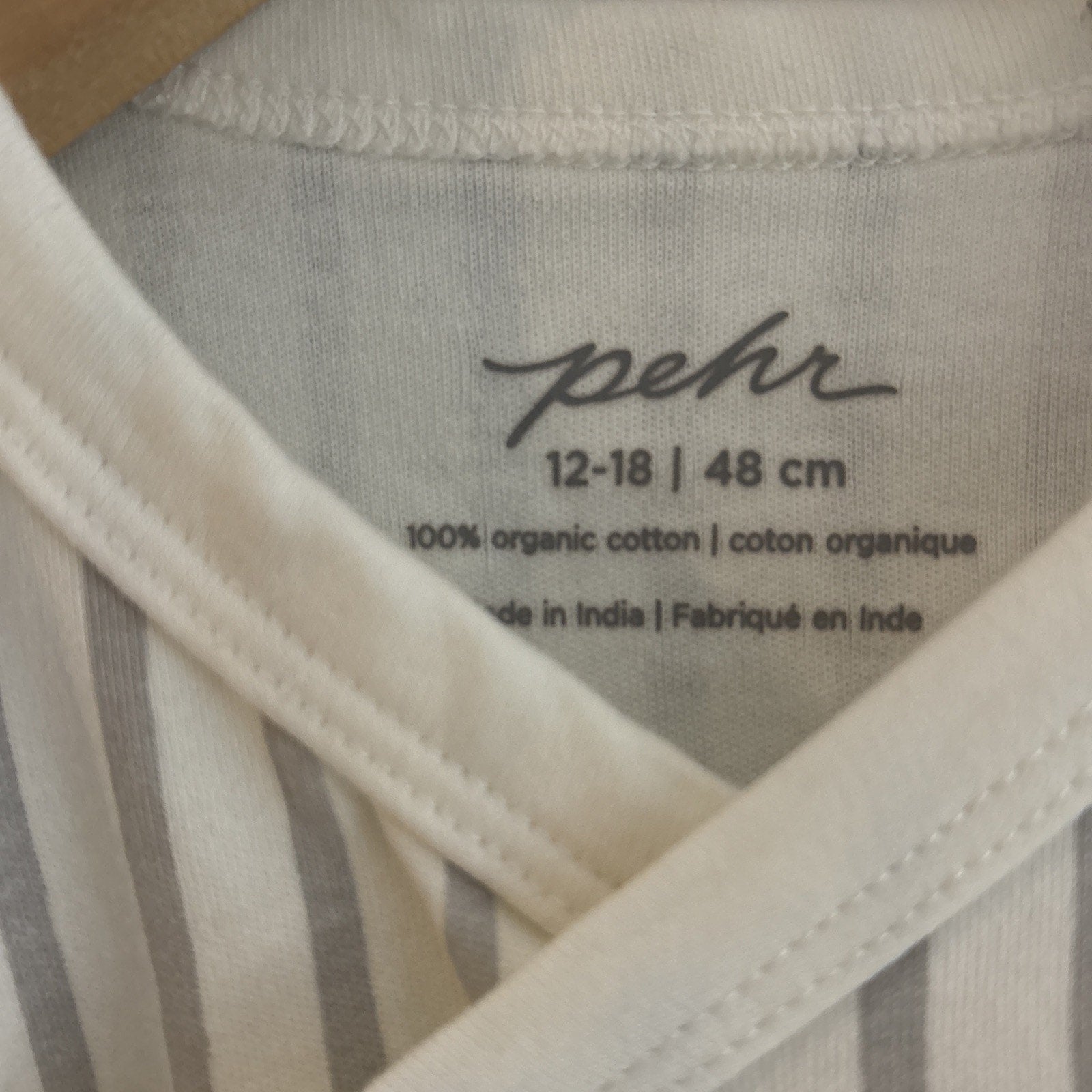 Pehr Baby Short Sleeve Tie Front Striped One Piece Kimono Size 12-18 Mo organic