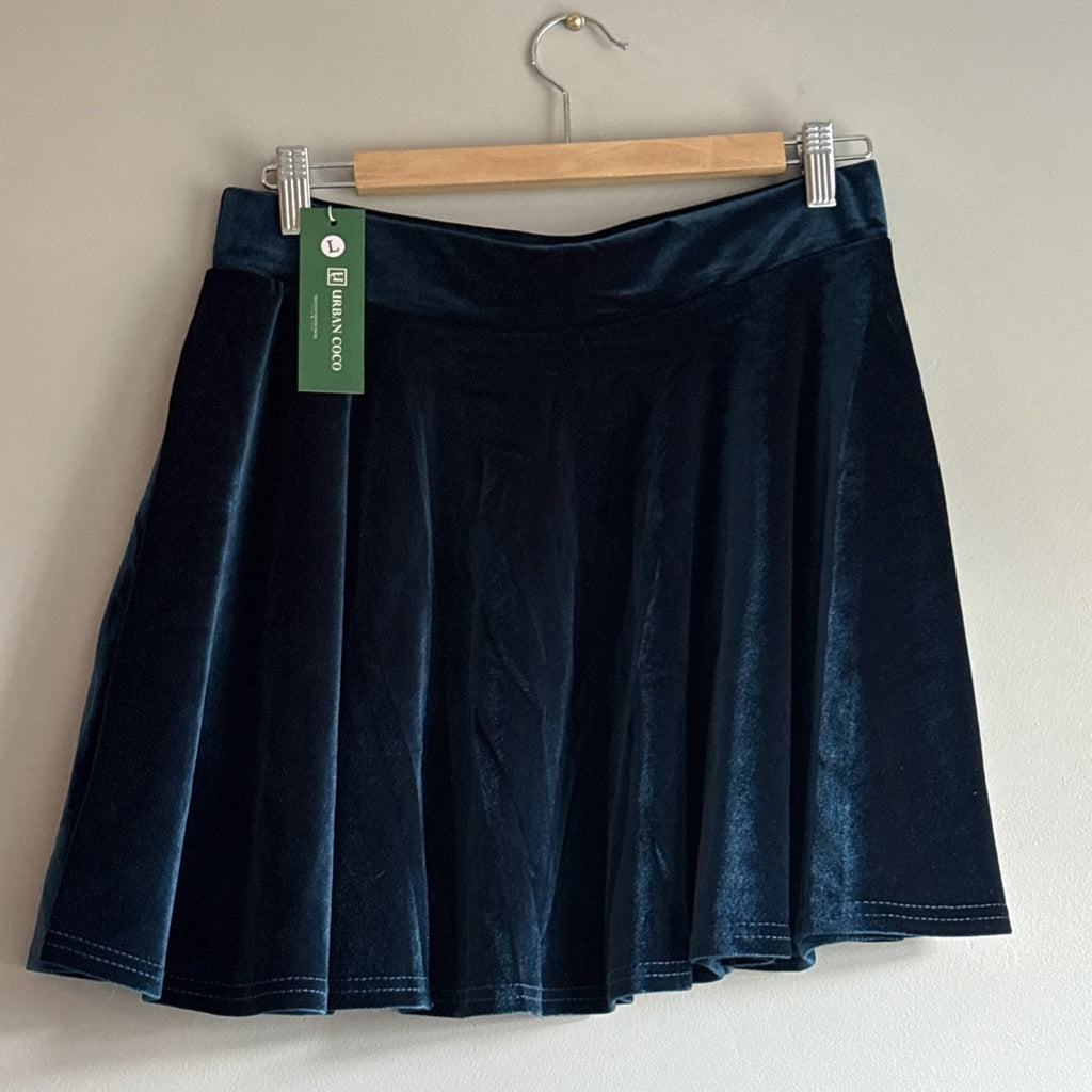 NEW Urban Coco velour velvet midnight blue ￼Skirt Size L