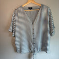 Women’s Blouse Brand Velvet Heart Linen Style Striped Tie Front Size Medium