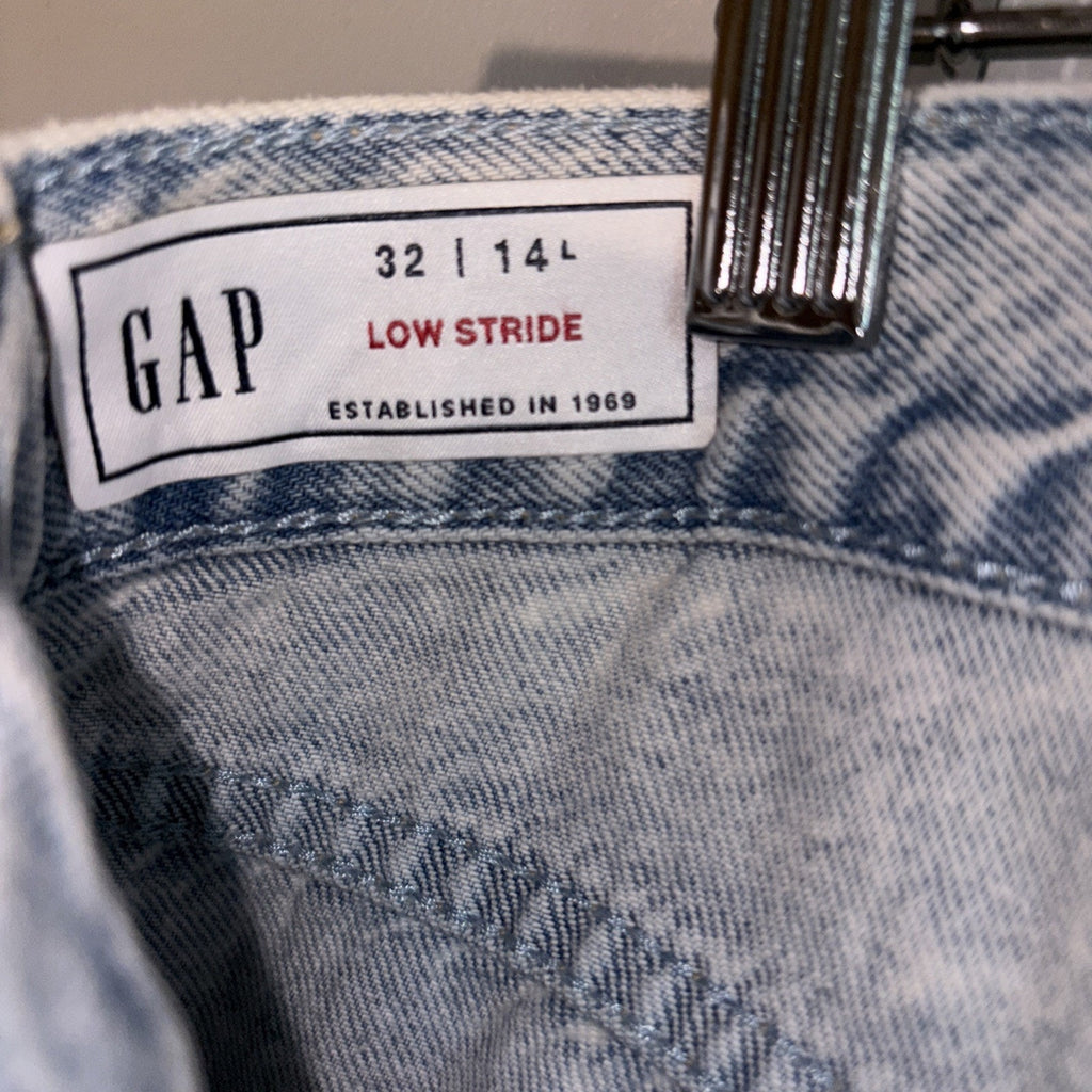 Gap Wide Leg Distressed Blue Denim Jeans Size 14/32 31” Inseam