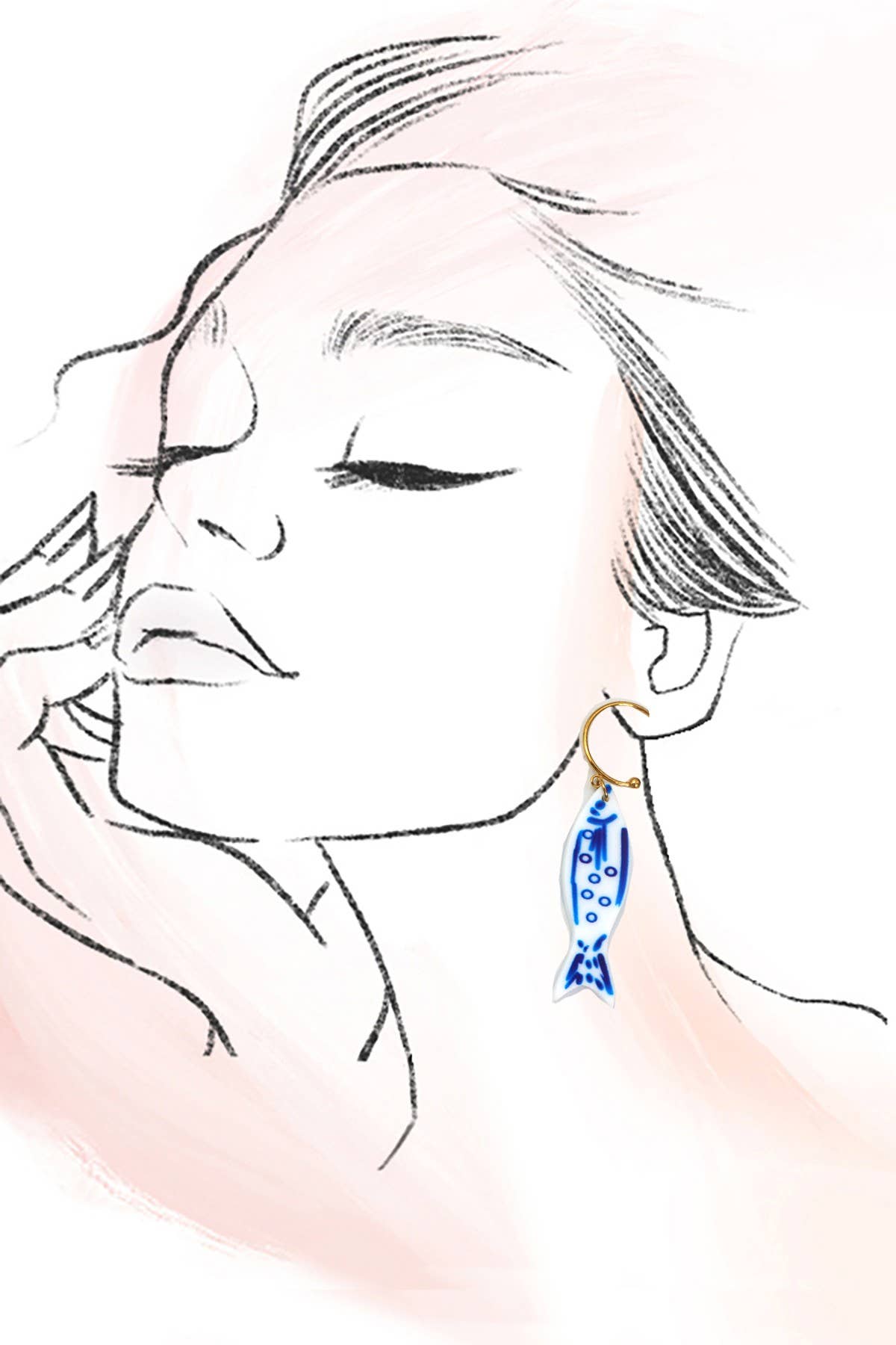 18K STAINLESS STEEL TARNISH FREE FISH EARRINGS | GOLD