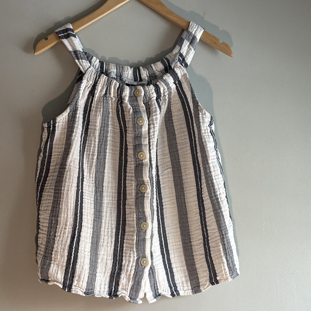 Women’s Gap Halter Style Tank Striped Cheese Cloth Like Material Button Down ￼