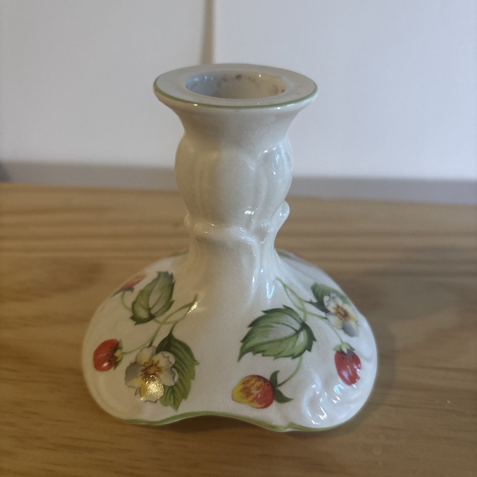 Old Foley James Kent England Strawberry Candle Holder 3.3" tall x 3.4" x 3.5"