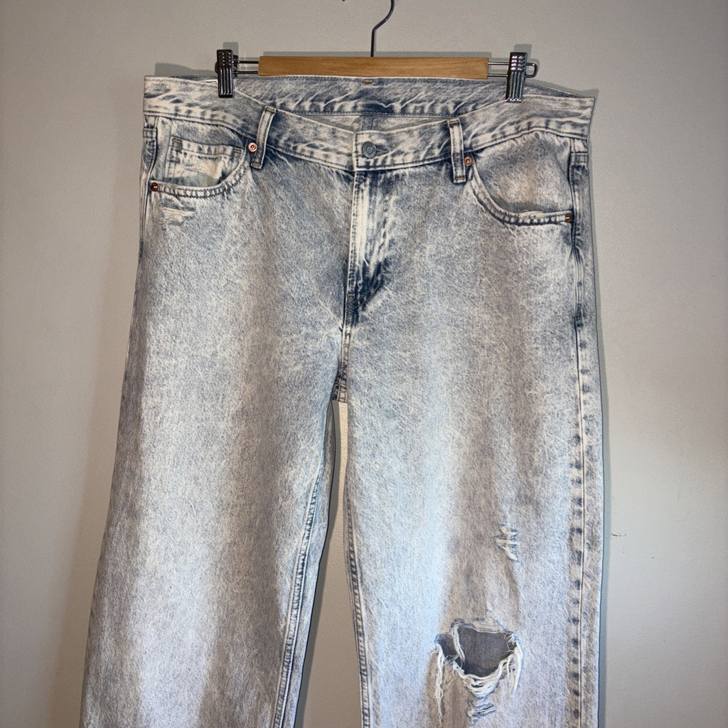 Gap Wide Leg Distressed Blue Denim Jeans Size 14/32 31” Inseam