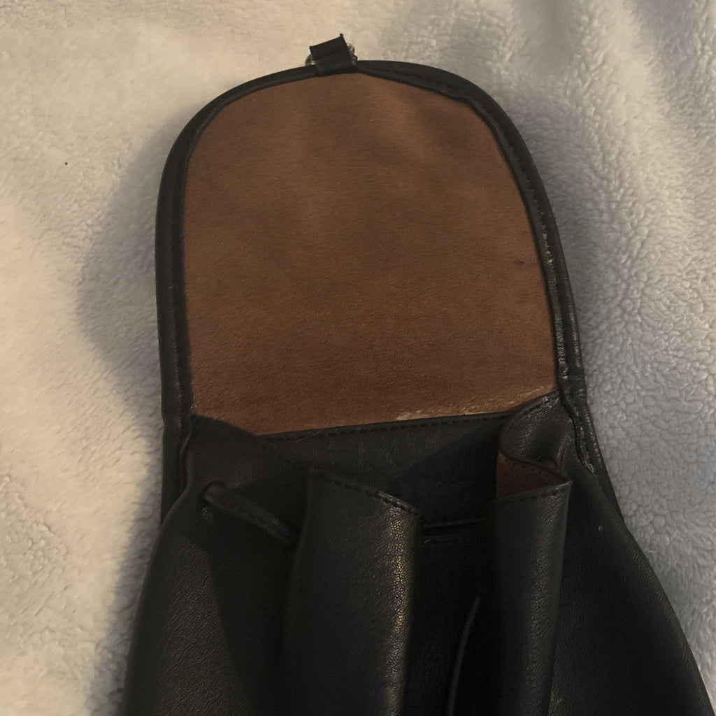 Street Level Front Flap Mini Black Vegan Leather Back Pack