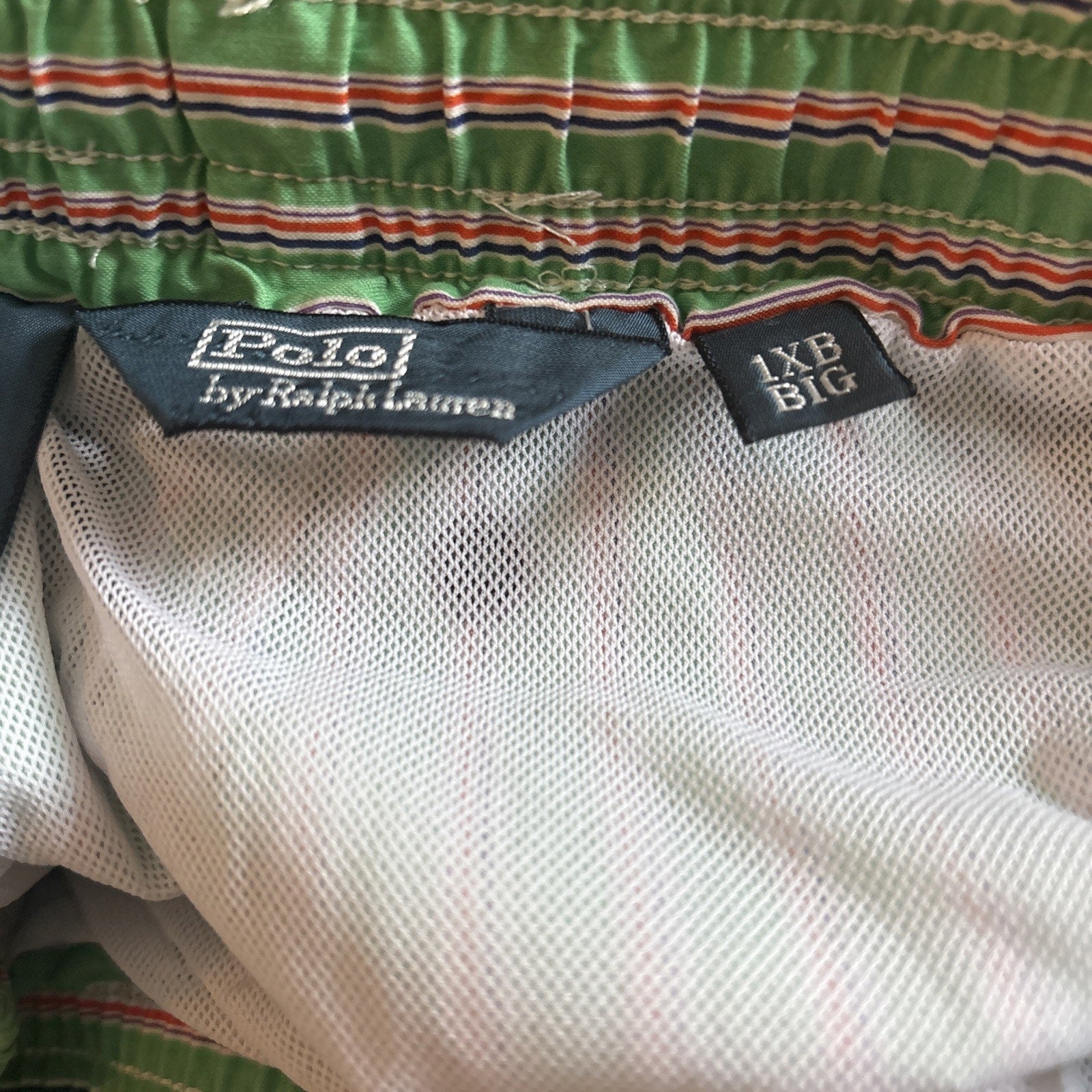 Polo Ralph Lauren Men’s Vintage Preppy, Sz1XB Green Striped swim Trunks