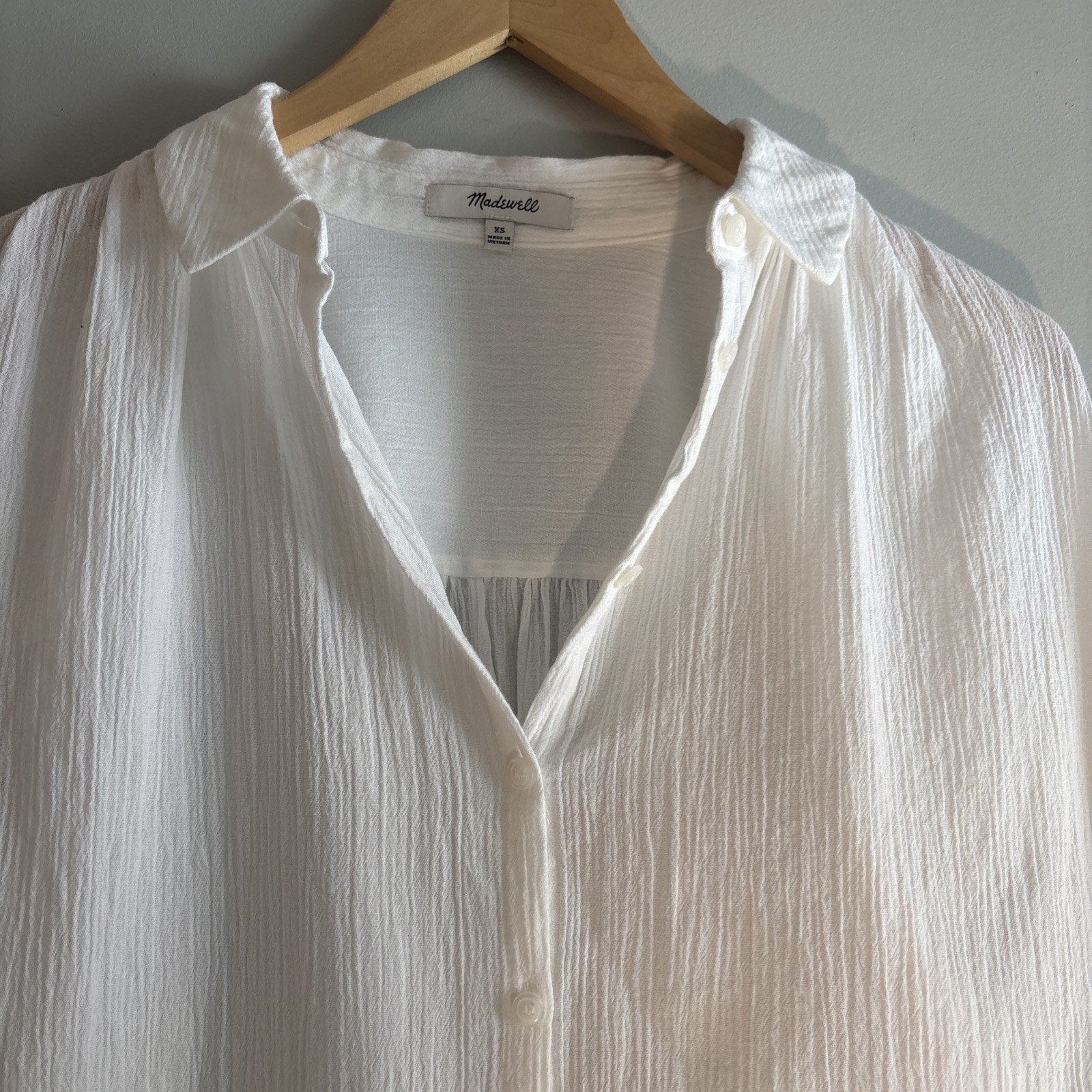 Madewell Solid White Collared Dolman Short Sleeve Top Size XL