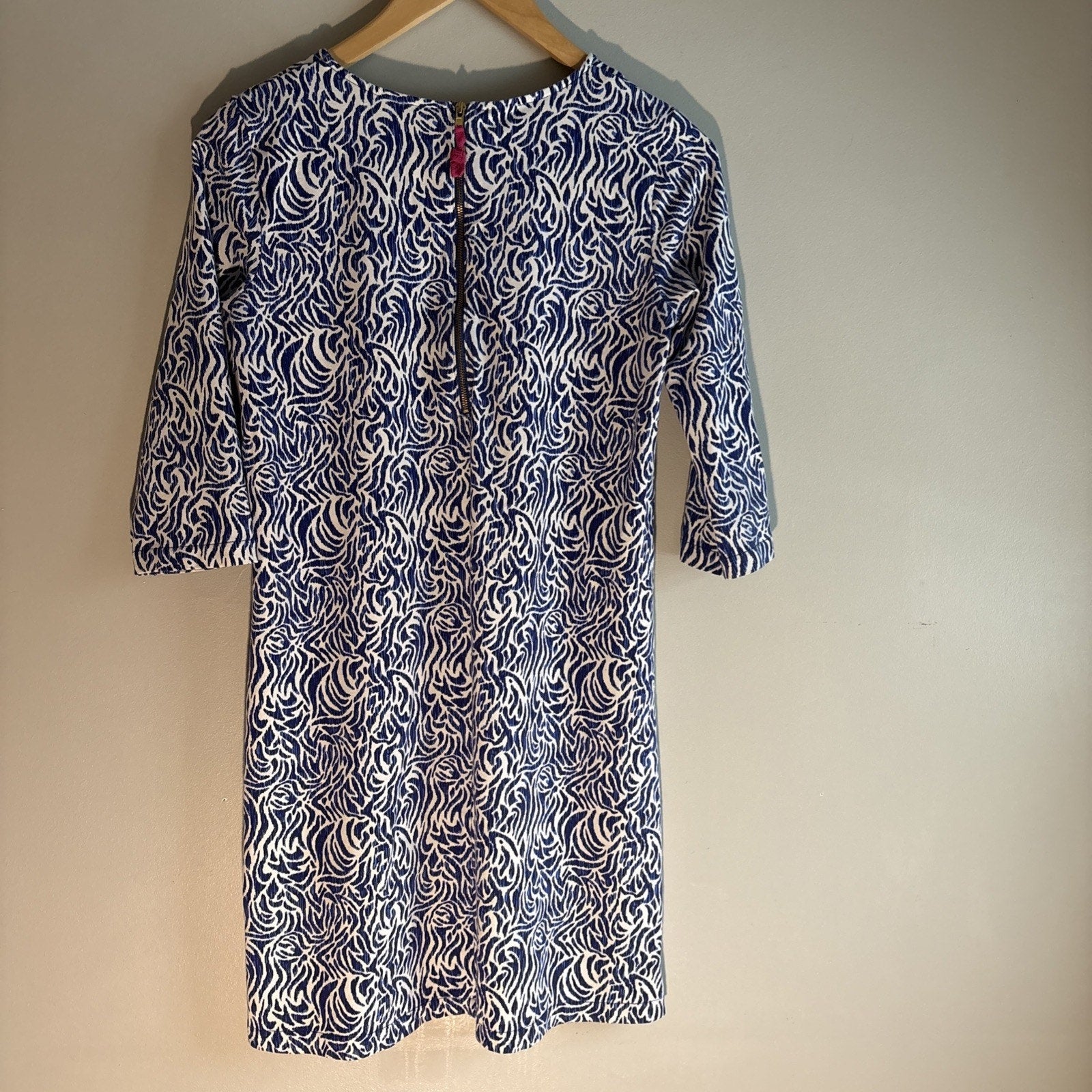 VINEYARD VINES Girls Large 14 Dress Blue White Swirl Print Cotton Knit