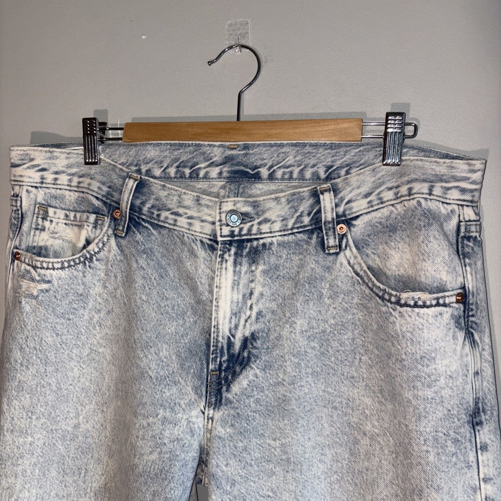 Gap Wide Leg Distressed Blue Denim Jeans Size 14/32 31” Inseam