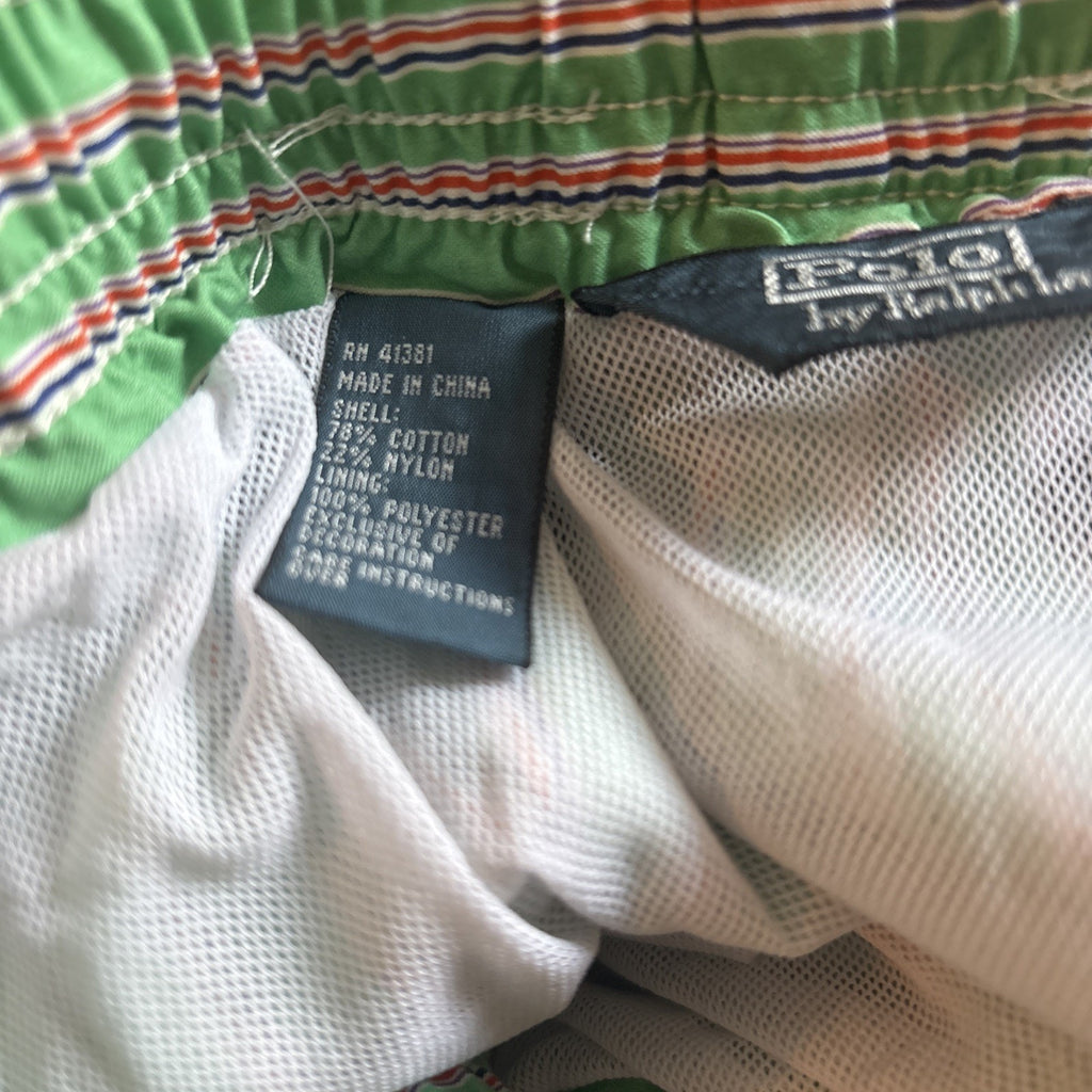 Polo Ralph Lauren Men’s Vintage Preppy, Sz1XB Green Striped swim Trunks
