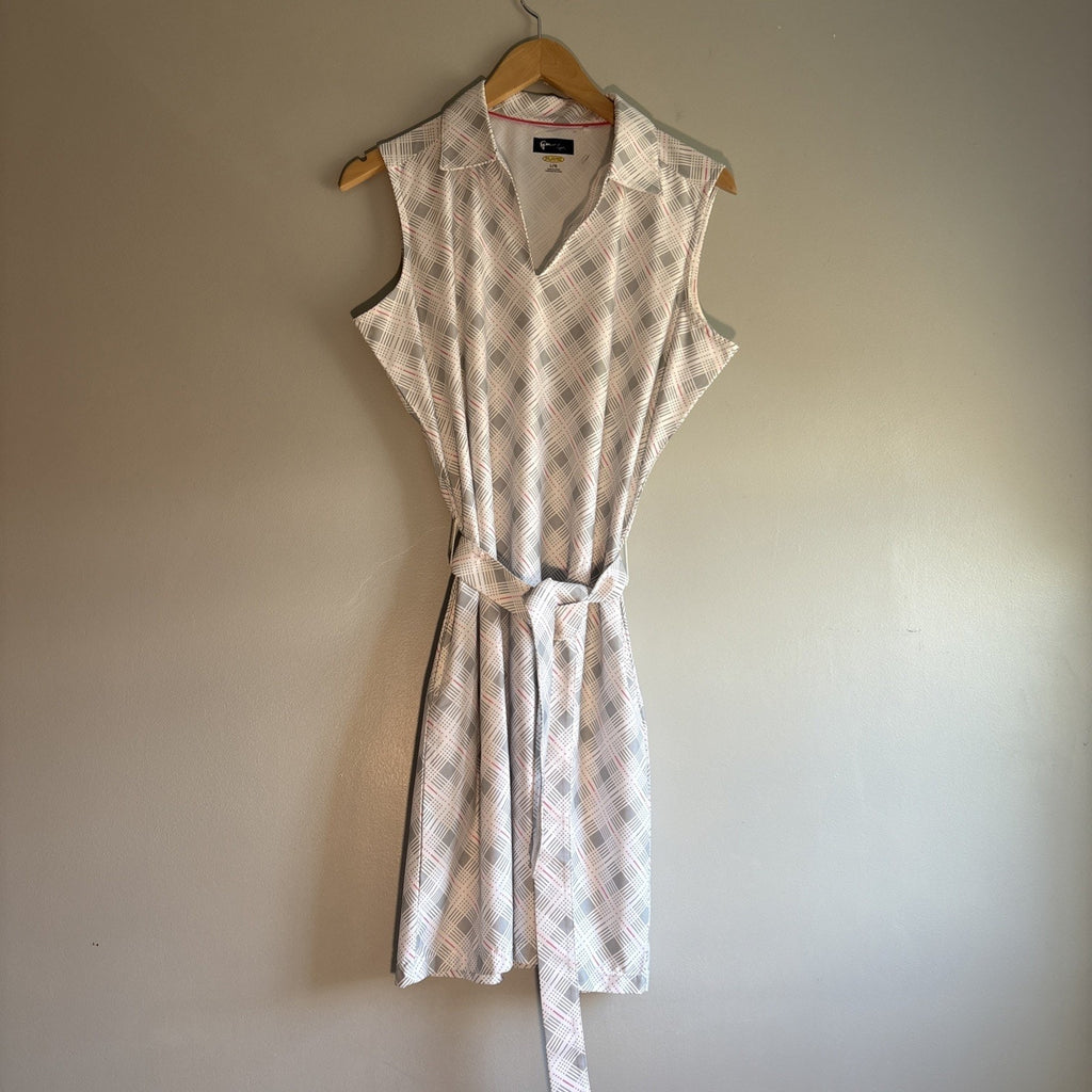 Greg Norman Golf Dress Womens Large Sleeveless Tie Waist Performance Athleisure