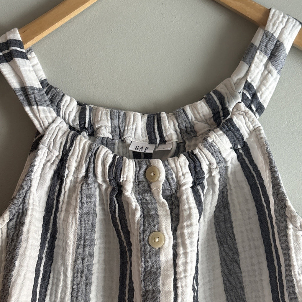 Women’s Gap Halter Style Tank Striped Cheese Cloth Like Material Button Down ￼