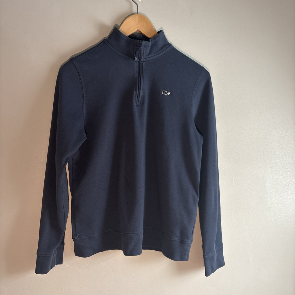 Vineyard Vines Boys 1/4. Zip Solid Whale Shirt in Vineyard Navy Size Large 16