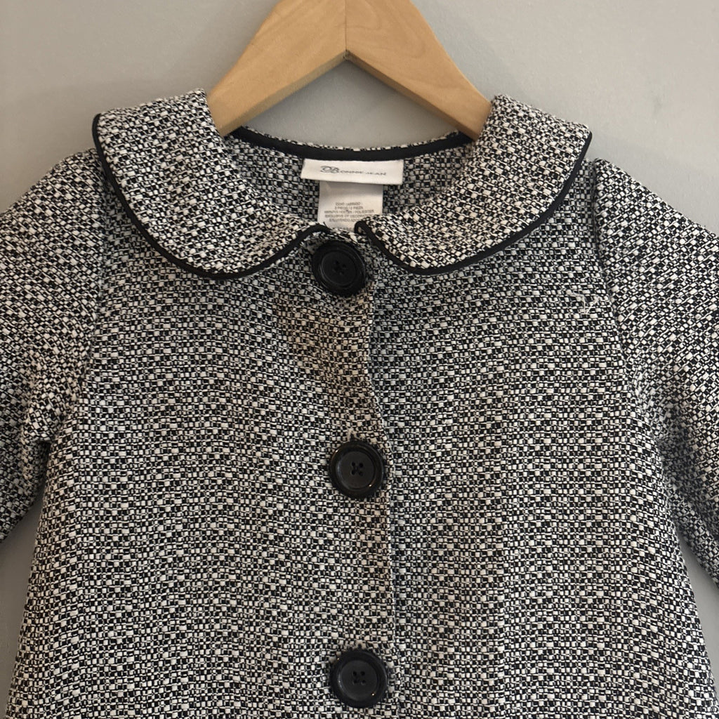 Vintage BONNIE JEAN TODDLER Coat Black Tweed, Velvet Bows. Lightweight. ￼Sz 4T