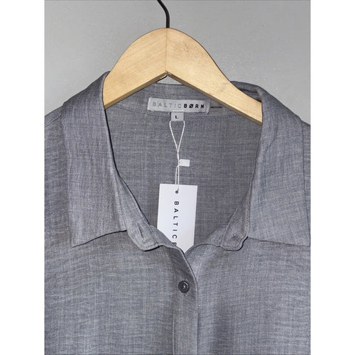 Baltic Born Collard Women’s Dress Shirt Size L Long Sleeve Light Blue