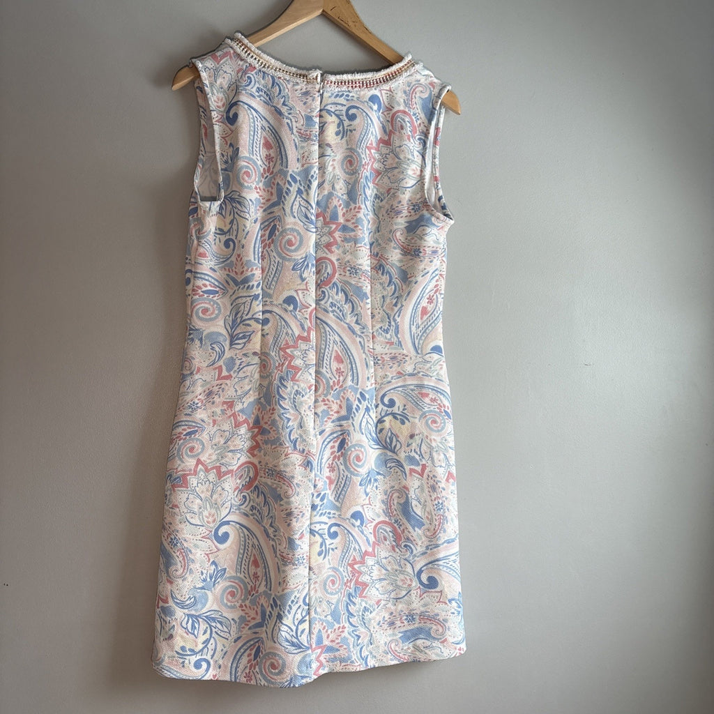 Laundry by Shelli Segal Women's Pink & Blue Floral V-Neck Sleeveless Dress Sz 6
