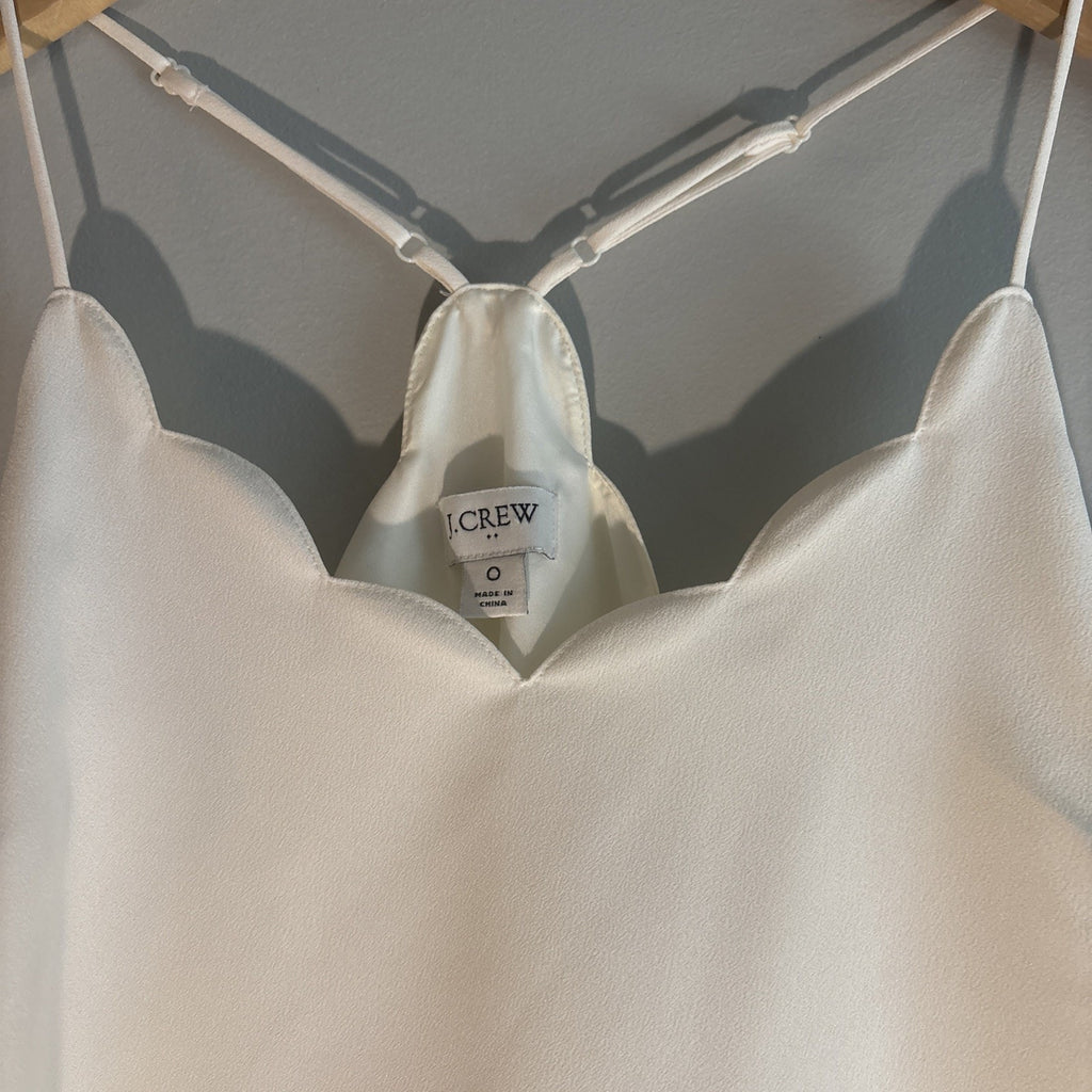Jcrew Women Cream Ivory Scalloped Cami SZ 0