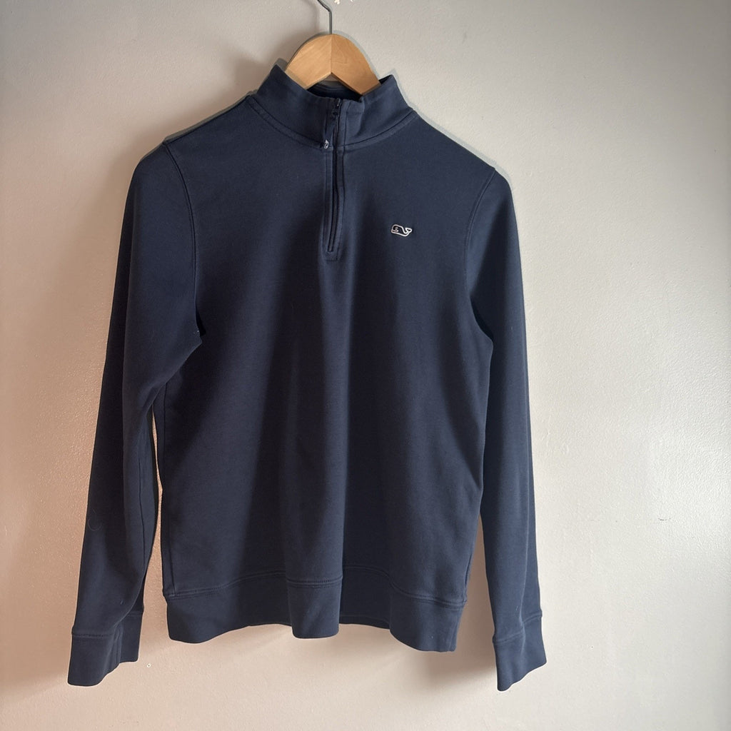 Vineyard Vines Boys 1/4. Zip Solid Whale Shirt in Vineyard Navy Size Large 16
