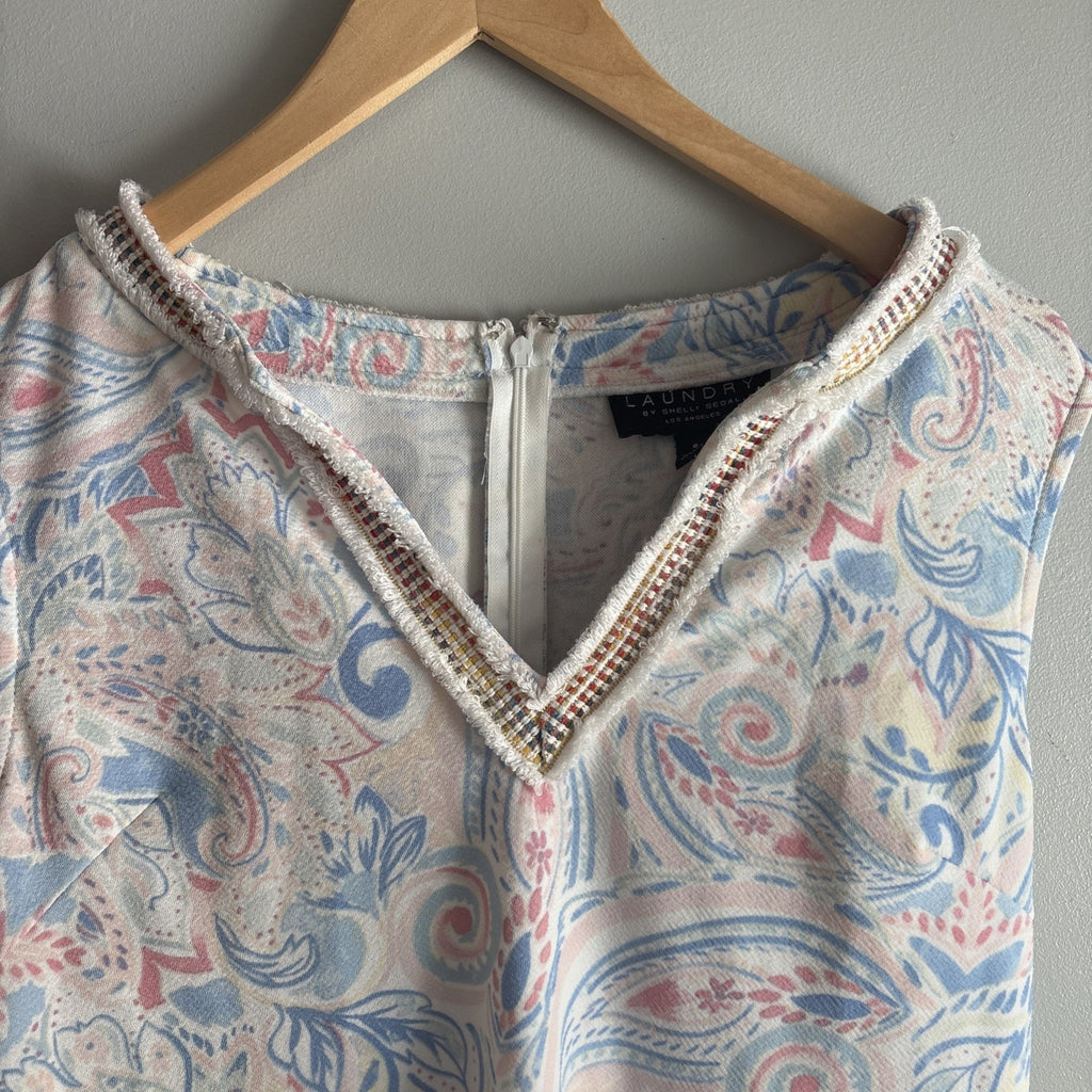 Laundry by Shelli Segal Women's Pink & Blue Floral V-Neck Sleeveless Dress Sz 6