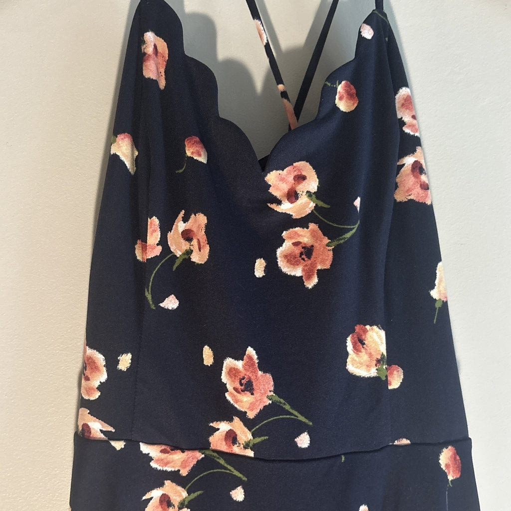 NWT The General Good Women’s Floral, Navy Sundress Scalloped Size Large