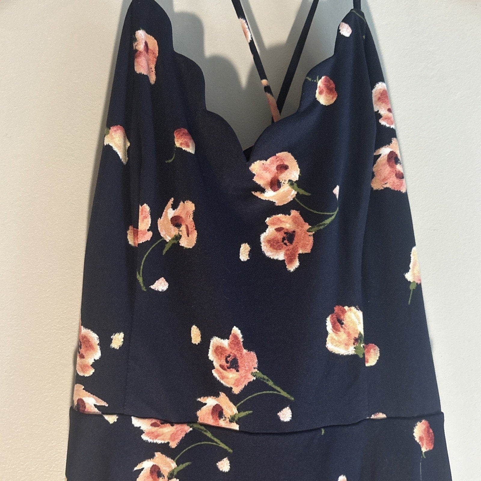 NWT The General Good Women’s Floral, Navy Sundress Scalloped Size Large