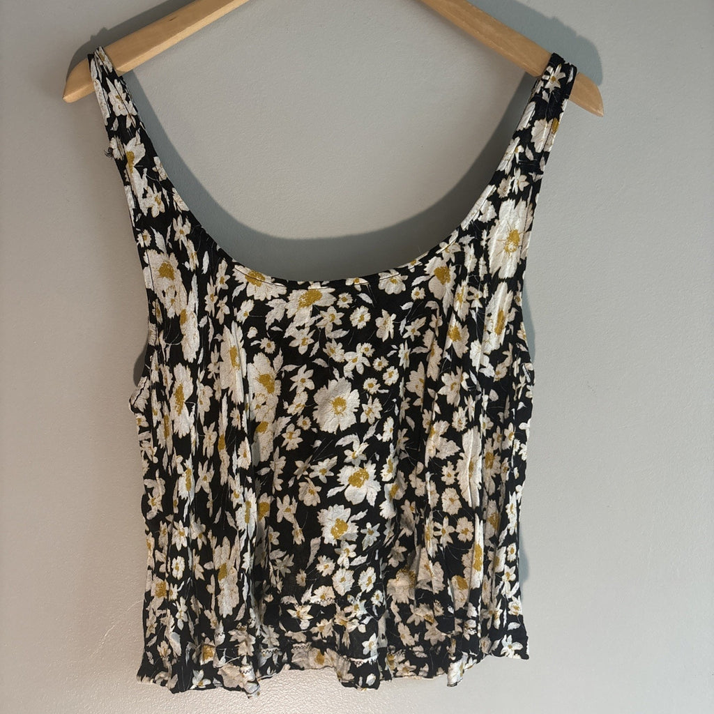Kimchi Blue by Urban Outfitters Black Yellow Floral Crop Top Size Medium