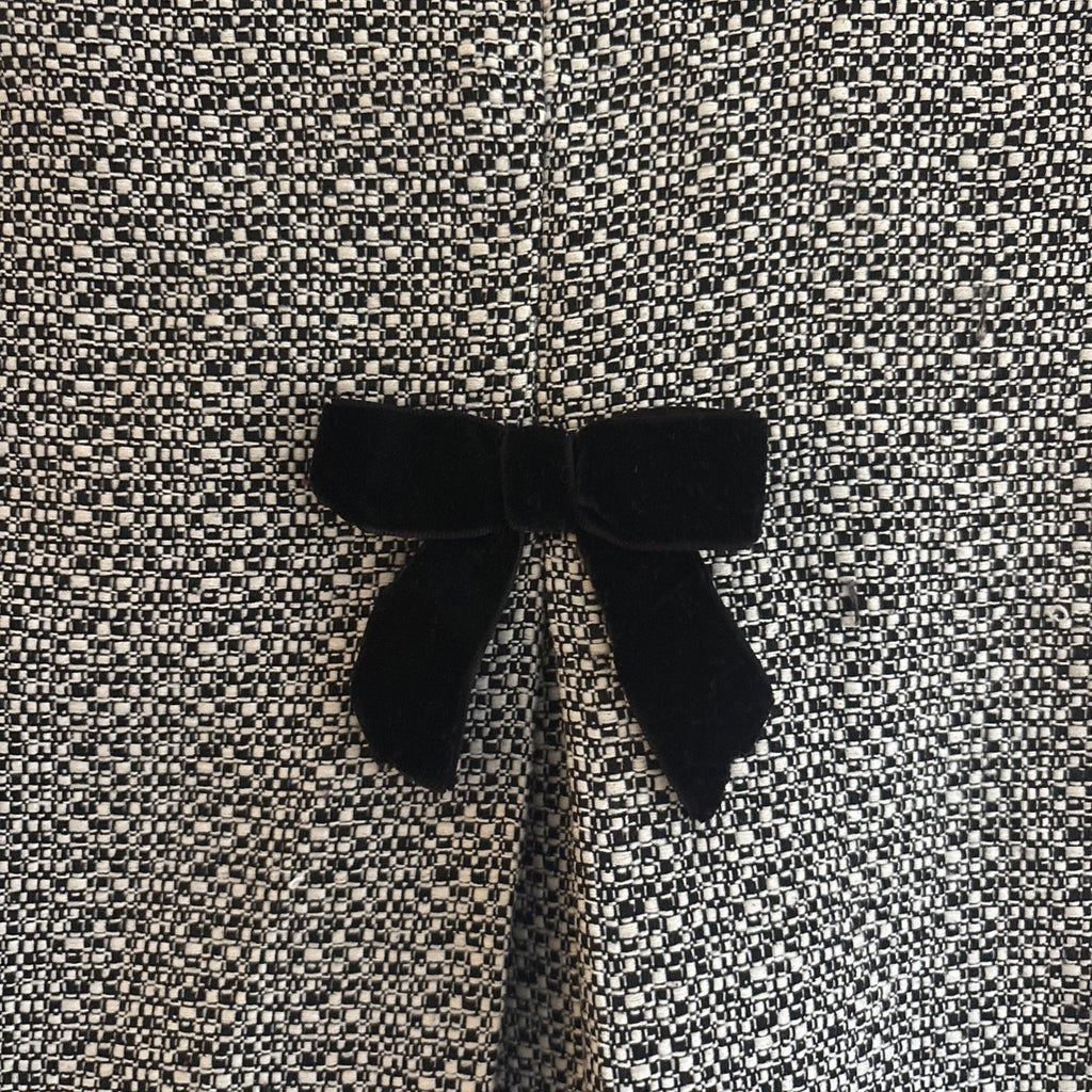 Vintage BONNIE JEAN TODDLER Coat Black Tweed, Velvet Bows. Lightweight. ￼Sz 4T