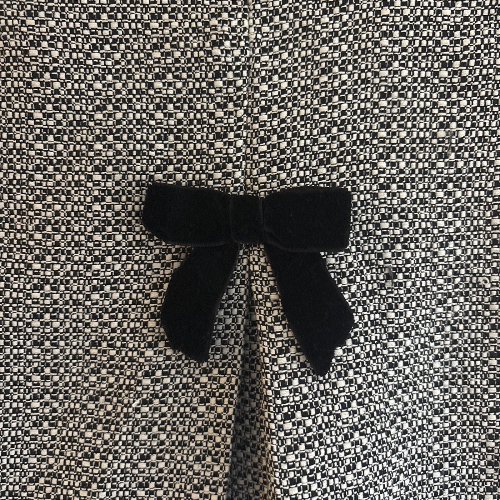 Vintage BONNIE JEAN TODDLER Coat Black Tweed, Velvet Bows. Lightweight. ￼Sz 4T