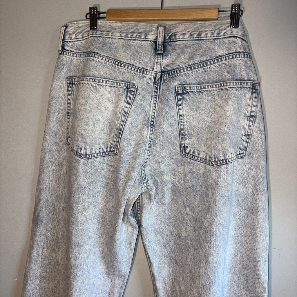 Gap Wide Leg Distressed Blue Denim Jeans Size 14/32 31” Inseam