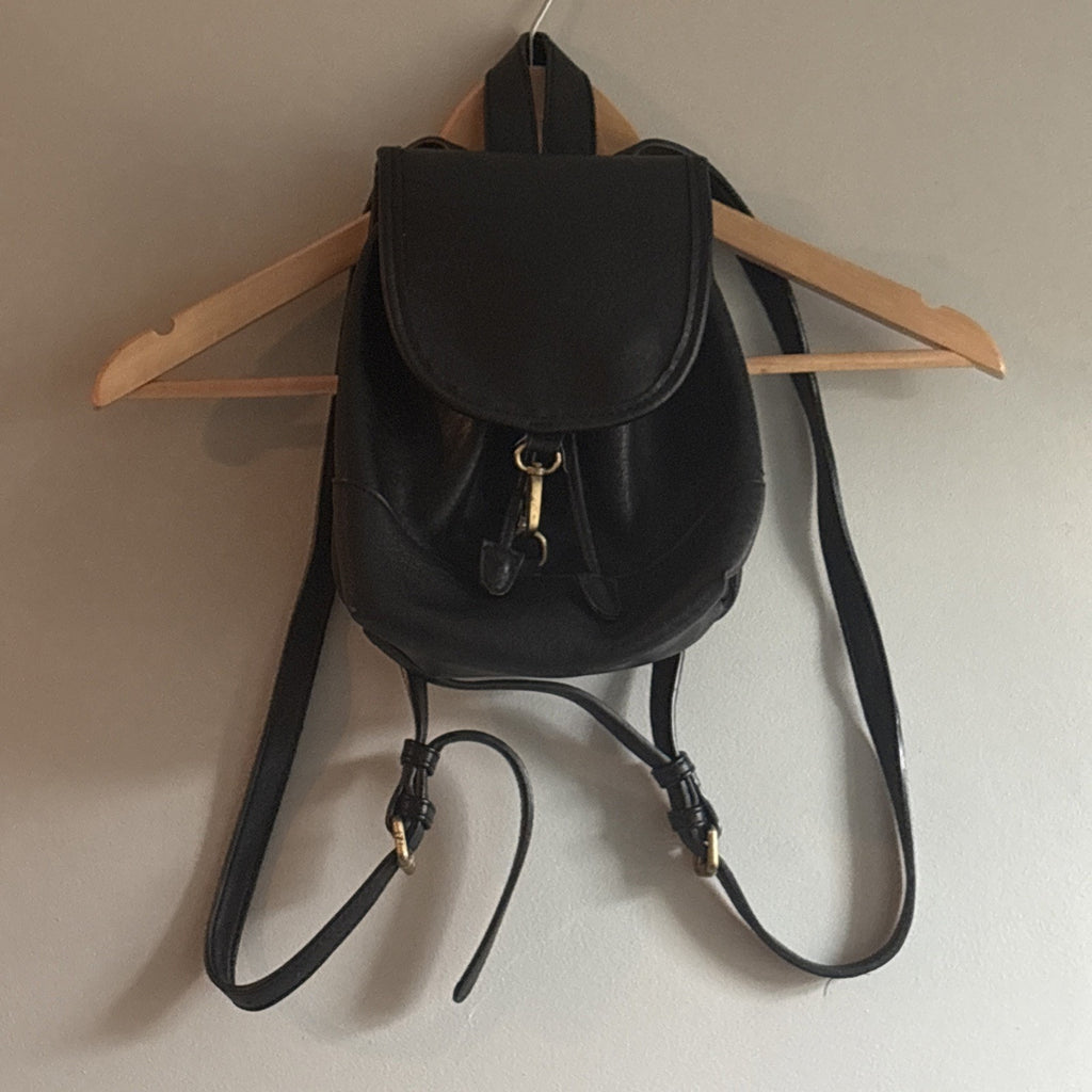 Street Level Front Flap Mini Black Vegan Leather Back Pack