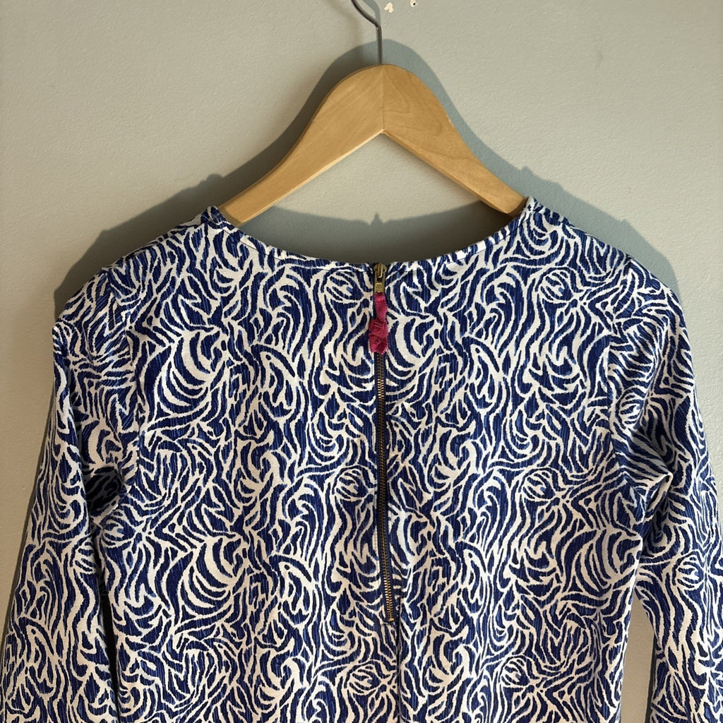 VINEYARD VINES Girls Large 14 Dress Blue White Swirl Print Cotton Knit