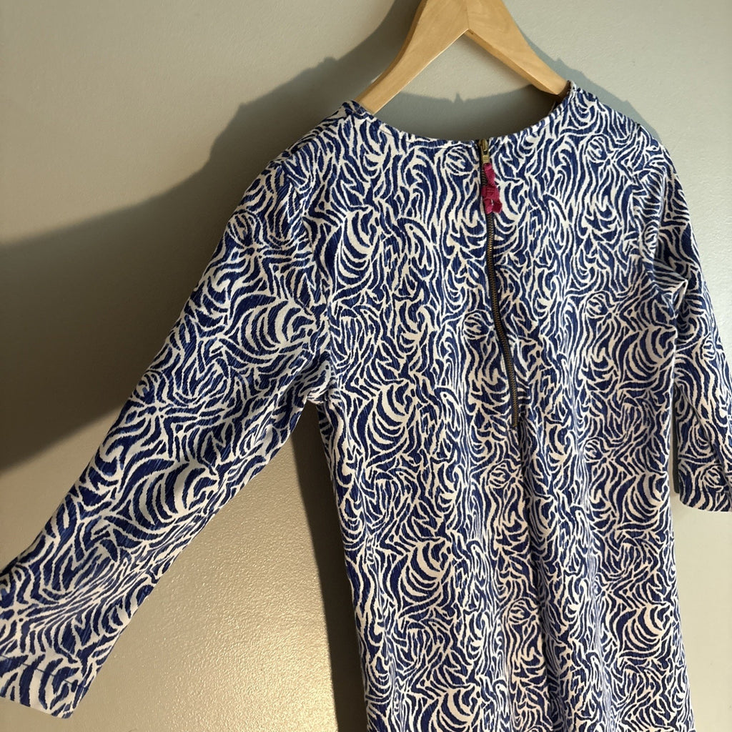 VINEYARD VINES Girls Large 14 Dress Blue White Swirl Print Cotton Knit