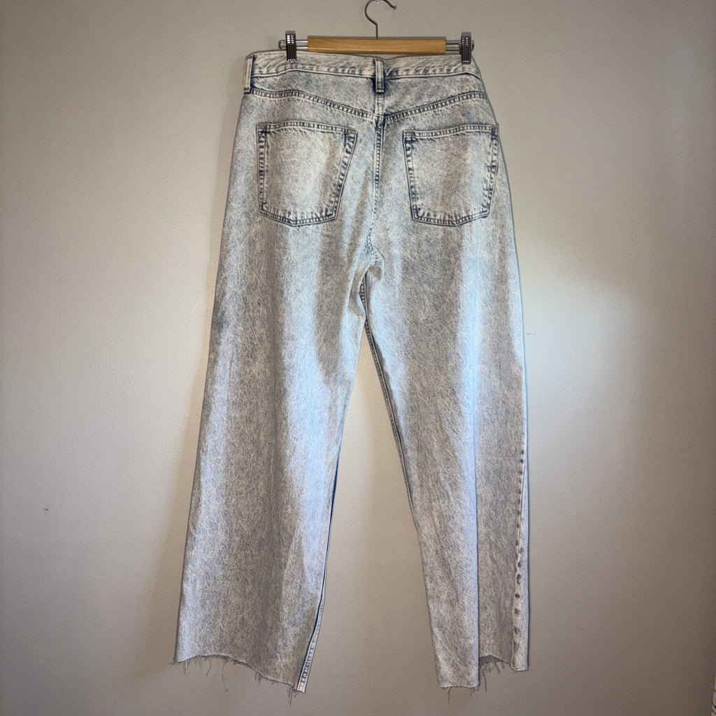 Gap Wide Leg Distressed Blue Denim Jeans Size 14/32 31” Inseam