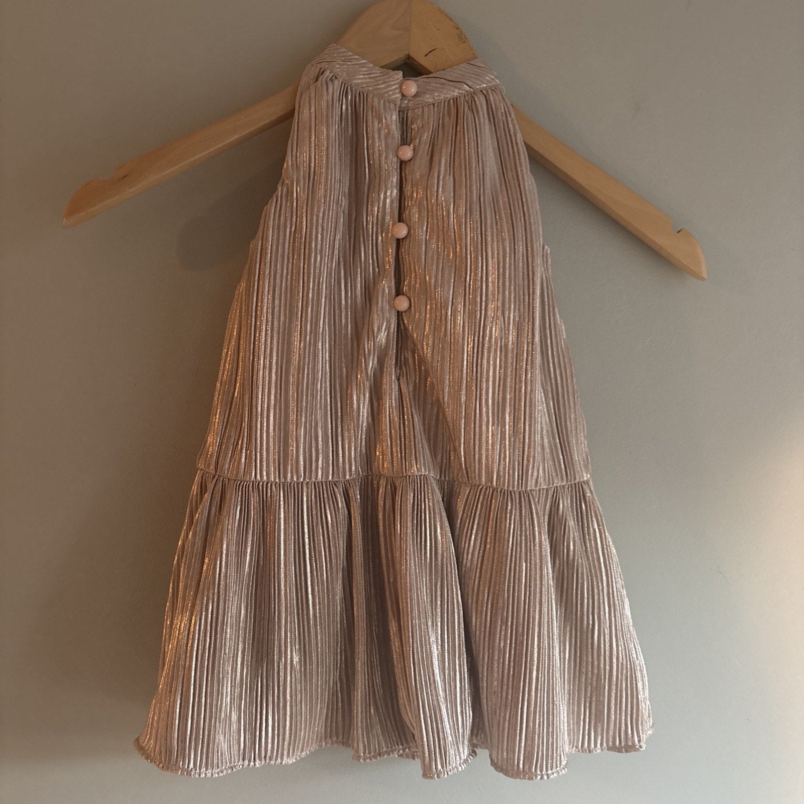 Janie and Jack Baby Girls Rose Gold Special Occasion Metallic Bow Dress 12-18mo