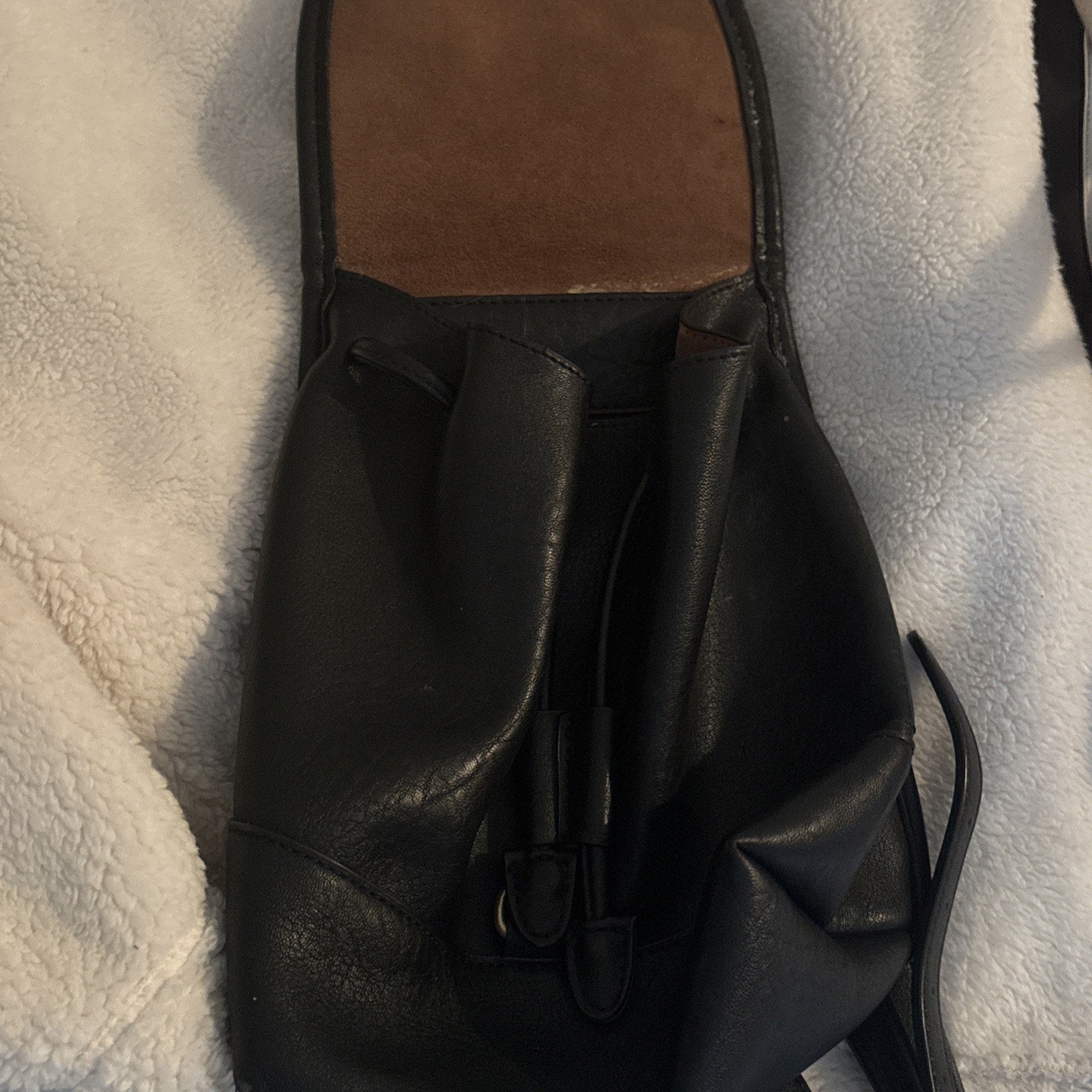 Street Level Front Flap Mini Black Vegan Leather Back Pack