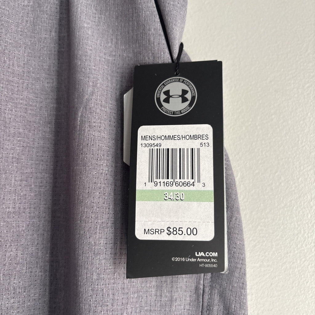 NWT Under Armour Gray Pants Mens Size 34x30 Casual Lightweight Stretch Golf