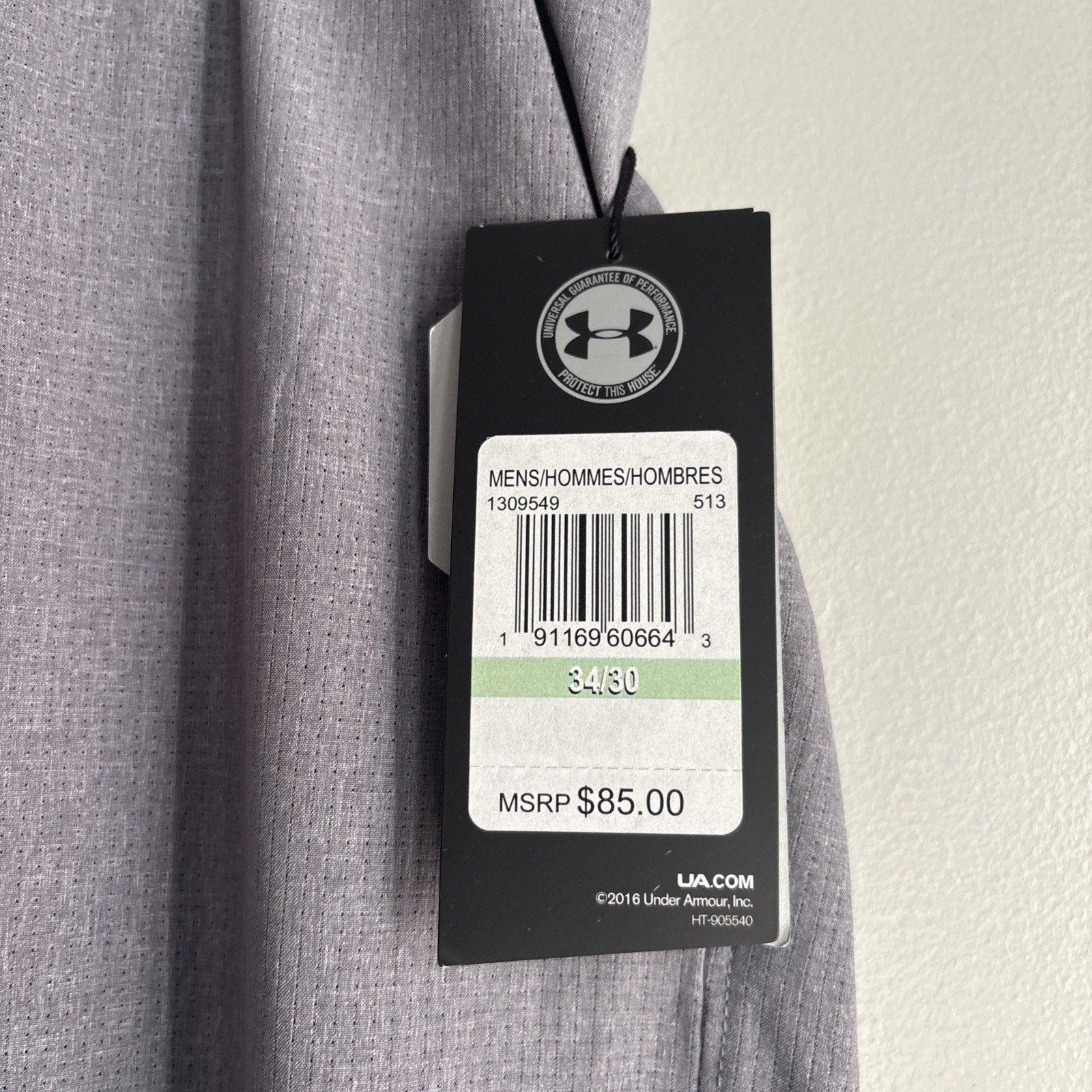 NWT Under Armour Gray Pants Mens Size 34x30 Casual Lightweight Stretch Golf