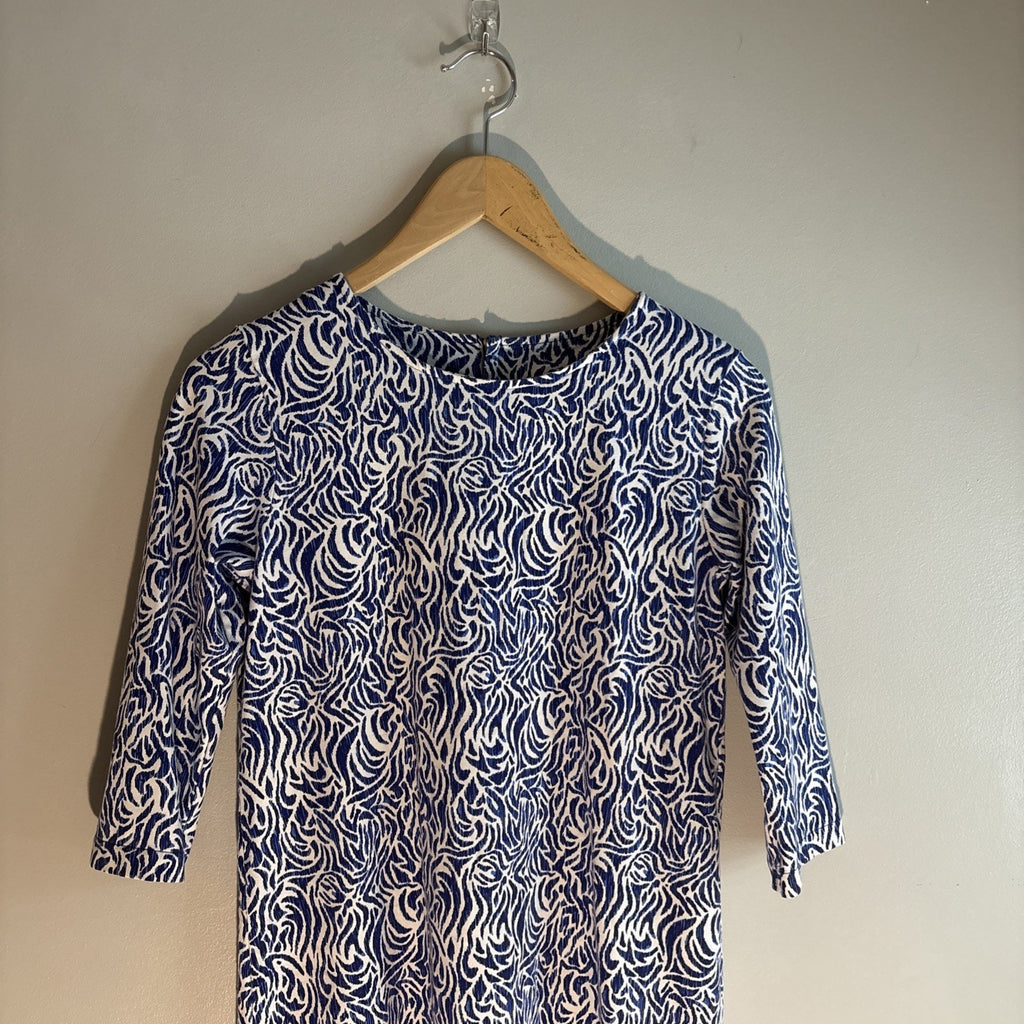 VINEYARD VINES Girls Large 14 Dress Blue White Swirl Print Cotton Knit