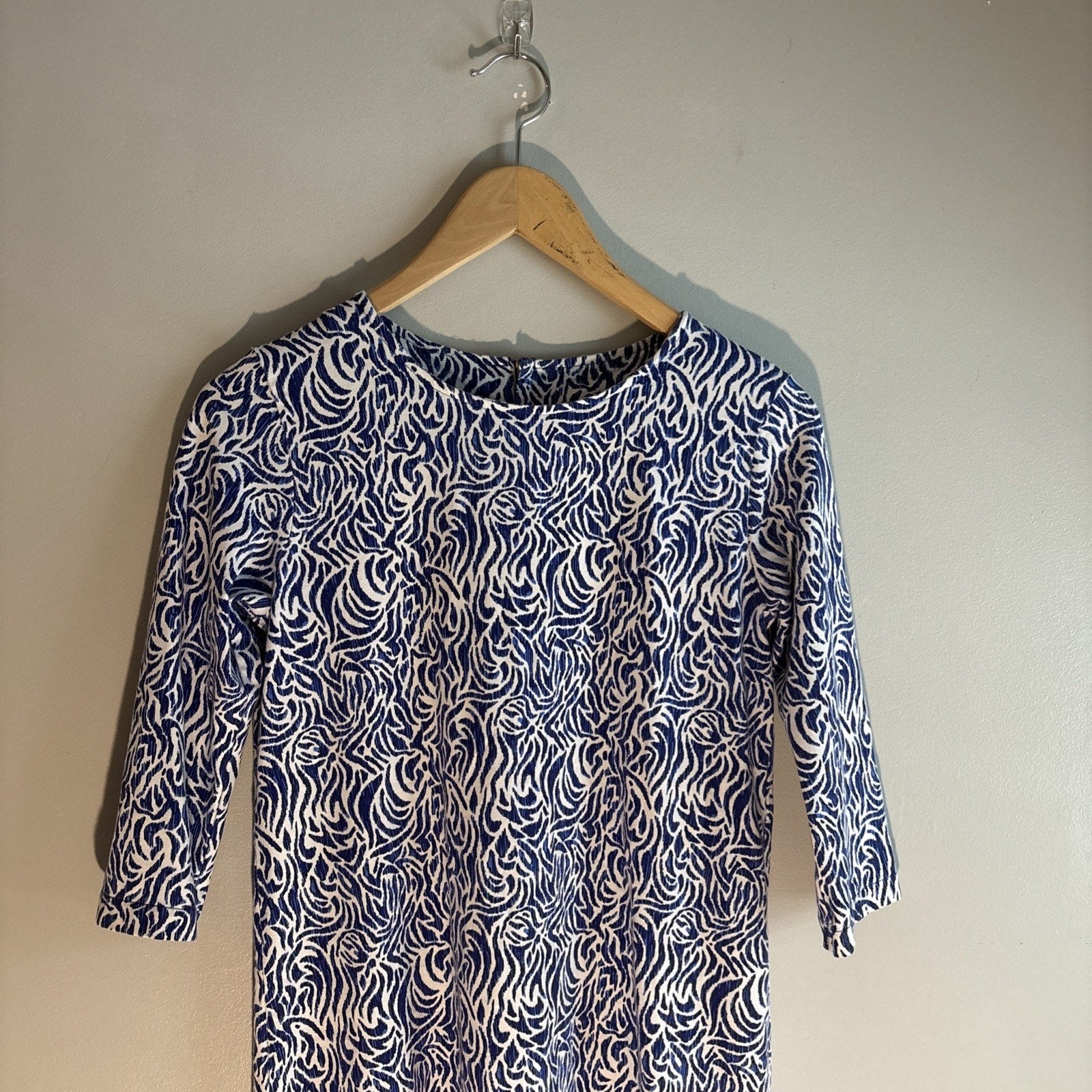 VINEYARD VINES Girls Large 14 Dress Blue White Swirl Print Cotton Knit