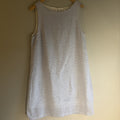Beach Lunch Lounge Sleeveless Shift Dress Womens M Blue White Stripe Linen Blend