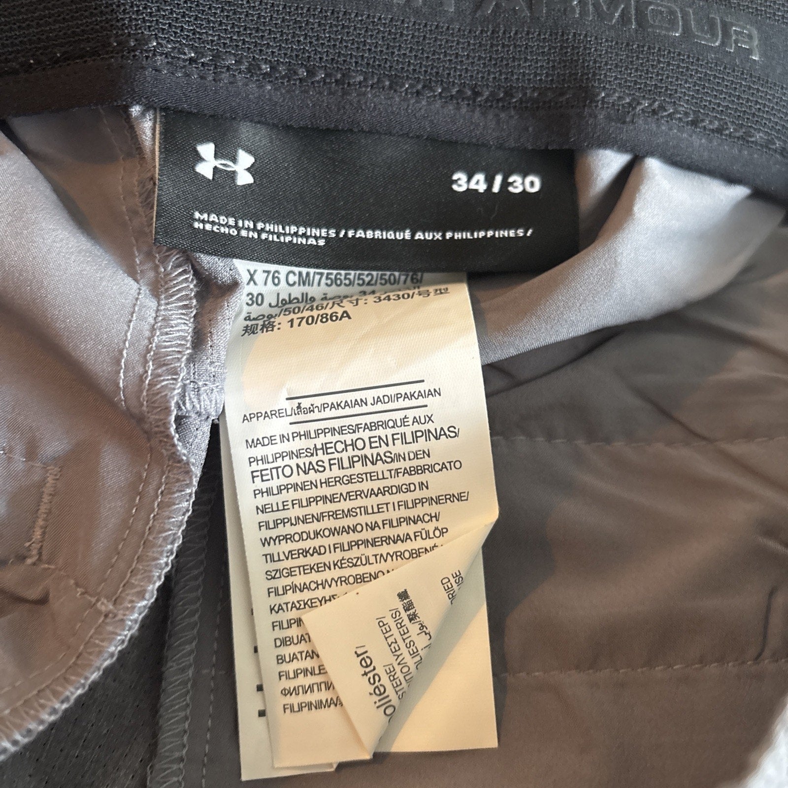 NWT Under Armour Gray Pants Mens Size 34x30 Casual Lightweight Stretch Golf