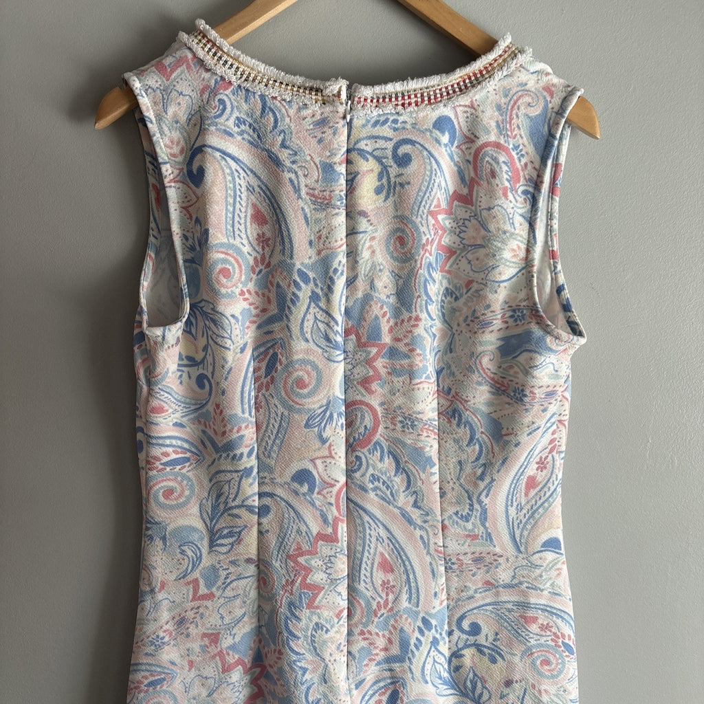 Laundry by Shelli Segal Women's Pink & Blue Floral V-Neck Sleeveless Dress Sz 6
