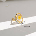 18K STAINLESS STEEL TARNISH FREE FLORAL RINGS |  OVAL YELLOW