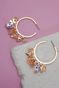 BLUE CERAMIC PORCELAIN MULTI CHARM HOOP EARRINGS | Gold