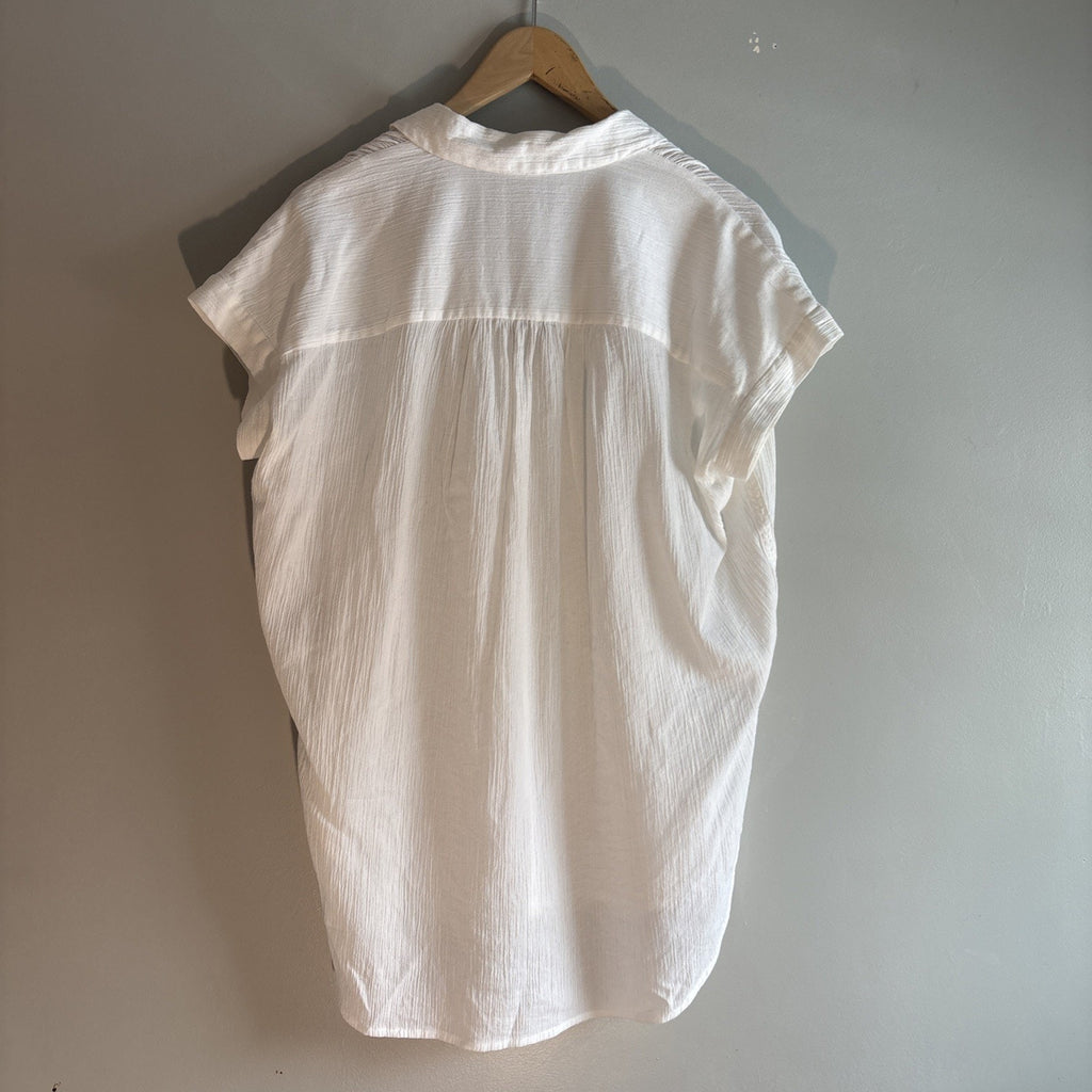 Madewell Solid White Collared Dolman Short Sleeve Top Size XL