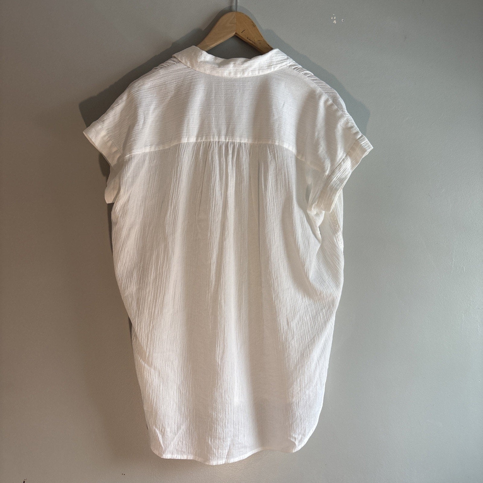 Madewell Solid White Collared Dolman Short Sleeve Top Size XL